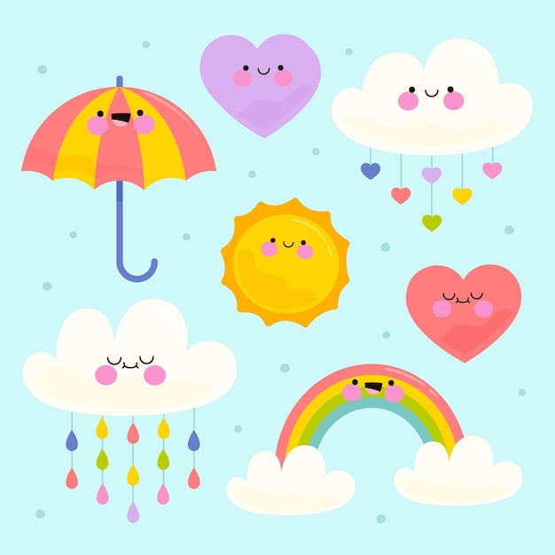 Ręcznie rysowane kolekcja elementów chuva de amor