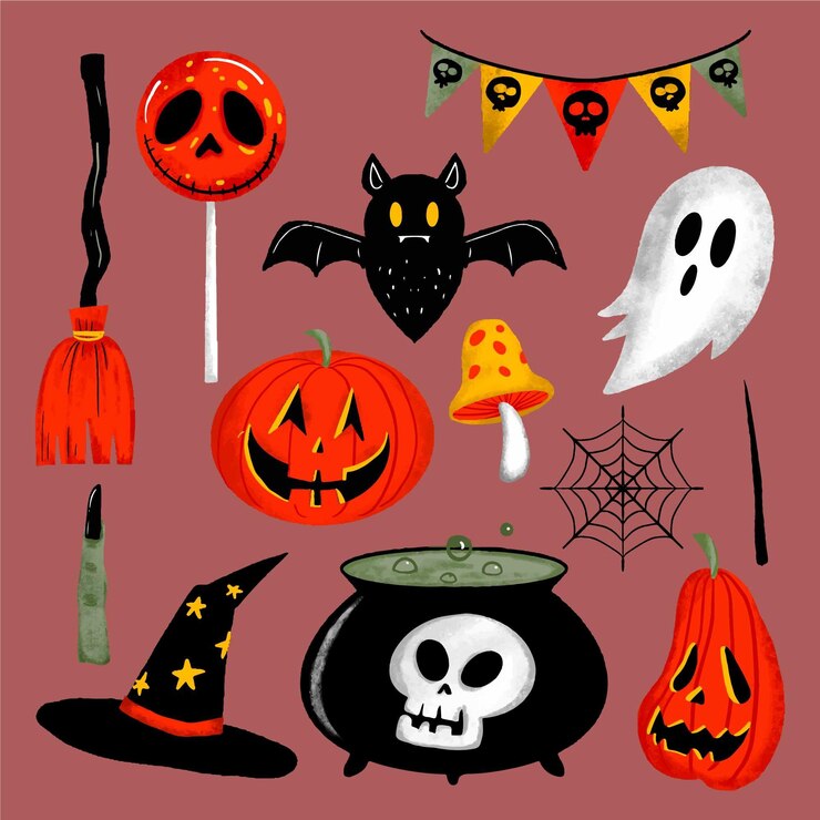 Bezpłatny plik Wektor ręcznie rysowane kolekcja elementów halloween