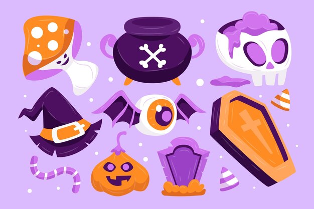 Ręcznie Rysowane Kolekcja Elementów Halloween