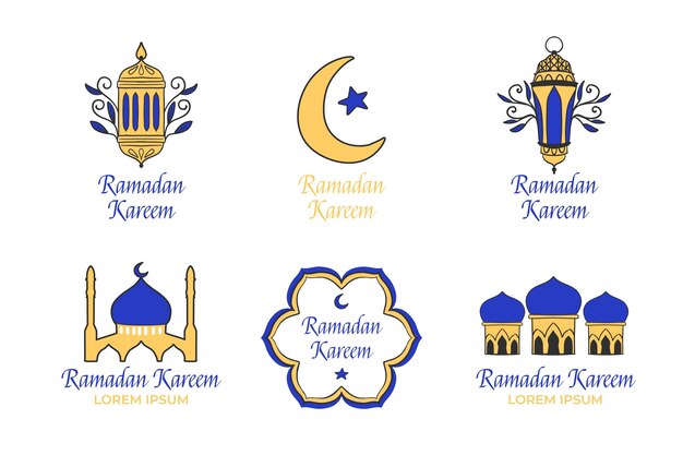 Ręcznie Rysowane Kolekcja Etykiet Ramadan