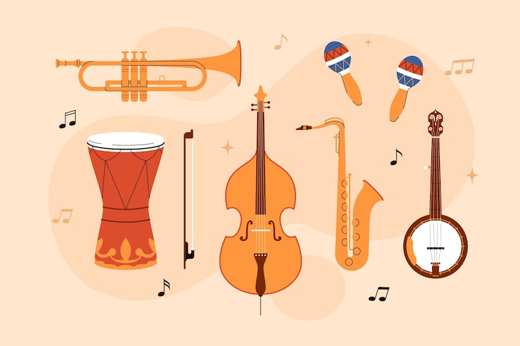 Bezpłatny plik Wektor ręcznie rysowane kolekcja instrumentów muzycznych