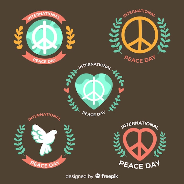 Ręcznie Rysowane Kolekcja Odznaka Dzień Pokoju