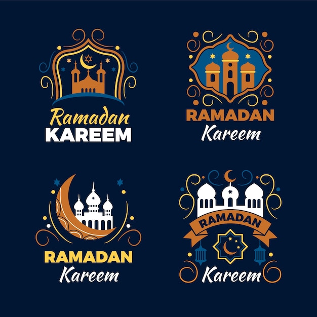 Bezpłatny wektor ręcznie rysowane kolekcja odznaka ramadan