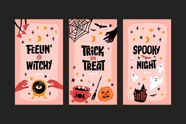 Ręcznie Rysowane Kolekcja Opowiadań Halloweenowych Na Instagramie