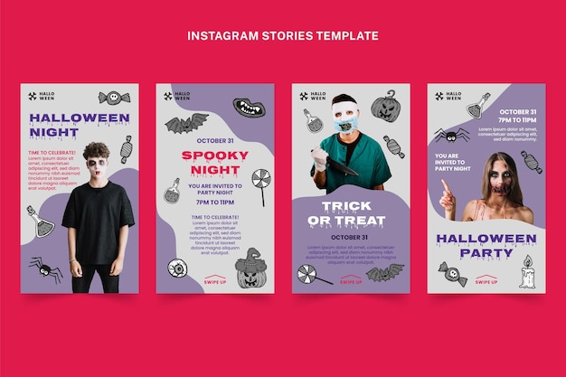 Ręcznie Rysowane Kolekcja Opowiadań Halloweenowych Na Instagramie