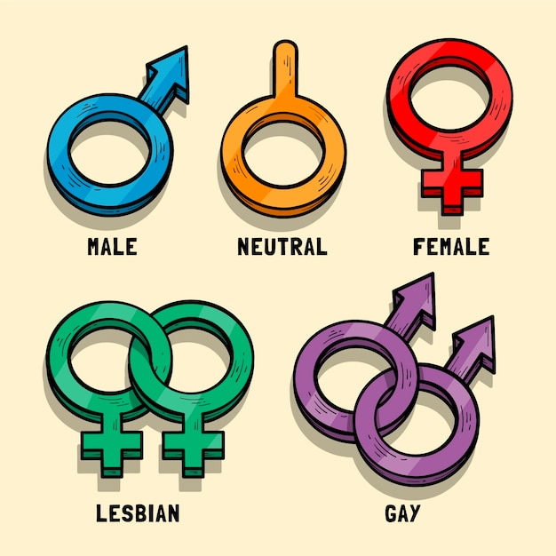 Ręcznie rysowane kolekcja symboli lgbt miesiąca dumy