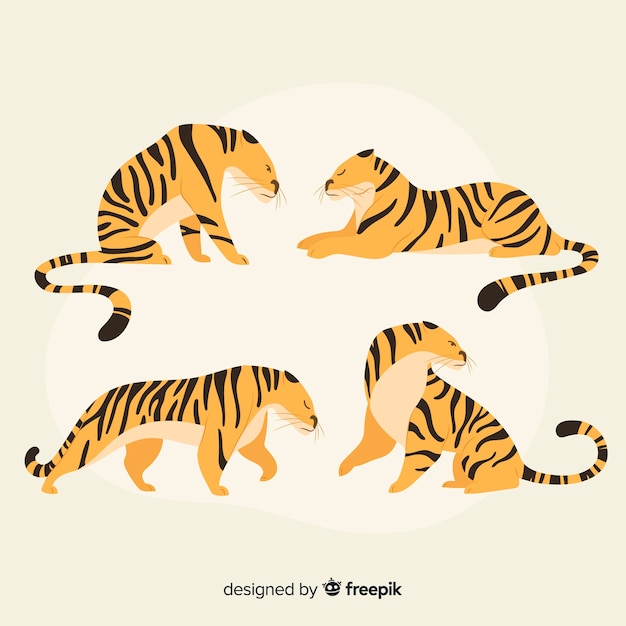 Ręcznie rysowane kolekcja tygrysa stylu