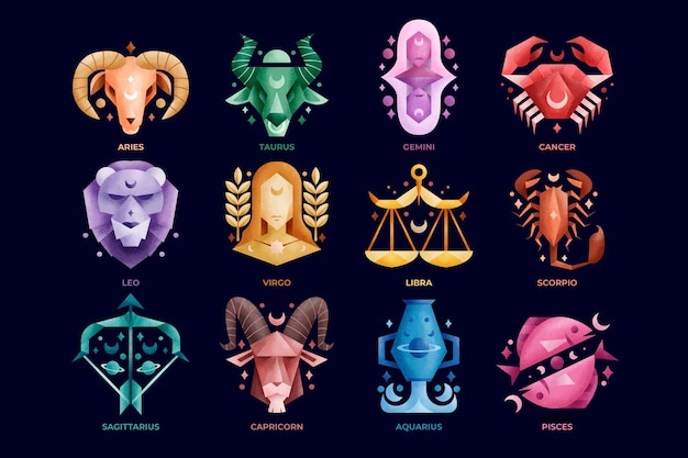 Bezpłatny wektor ręcznie rysowane kolekcja znak zodiaku