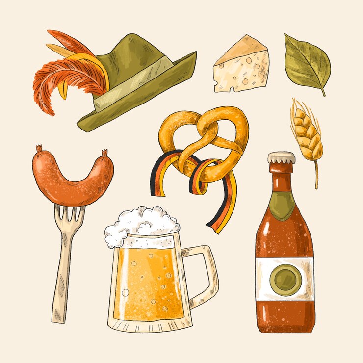 Bezpłatny plik Wektor ręcznie rysowane kolekcji elementów oktoberfest