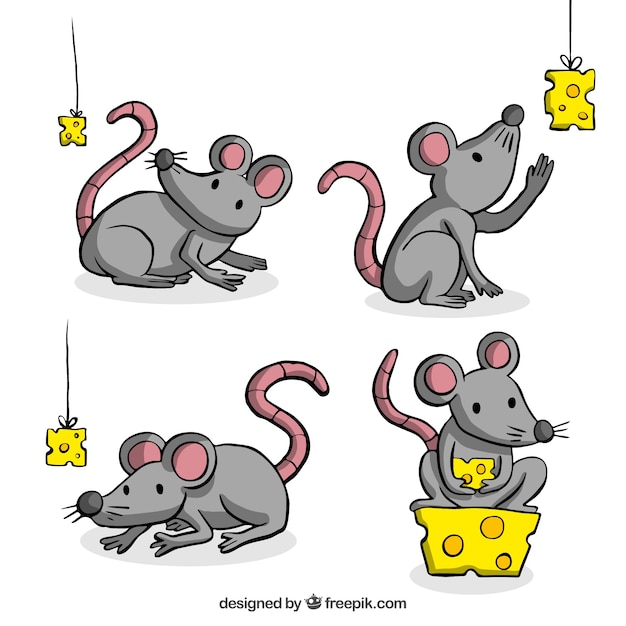 Ręcznie Rysowane Kolekcji Myszy Gry Z Serem