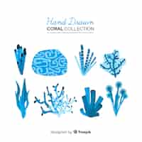 Bezpłatny wektor ręcznie rysowane kolorowy koral kolekcja