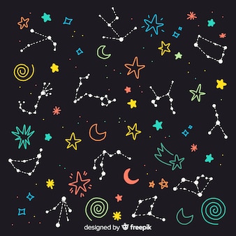 Ręcznie rysowane kolorowy wzór zodiaku