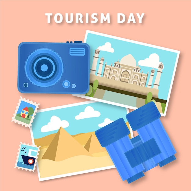 Bezpłatny wektor ręcznie rysowane koncepcja dzień turystyki