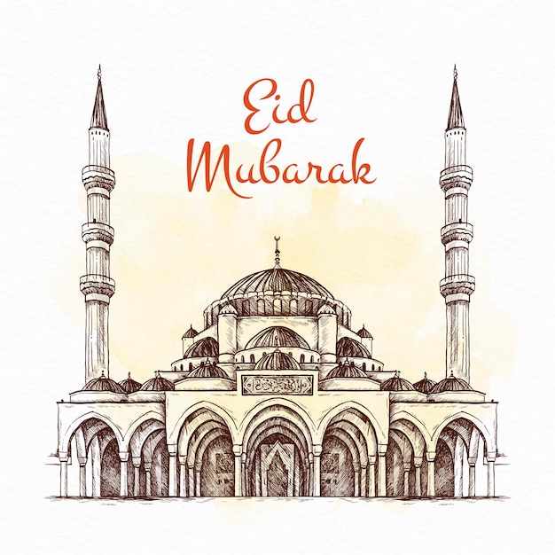 Ręcznie Rysowane Koncepcja Eid Mubarak