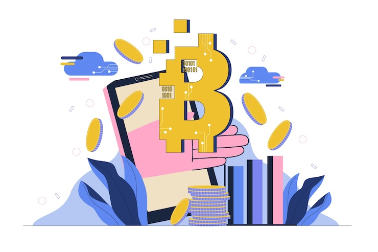 Bezpłatny plik Wektor ręcznie rysowane koncepcja kryptowaluty z symbolem
