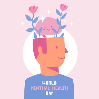 Ręcznie rysowane koncepcja światowego dnia zdrowia psychicznego