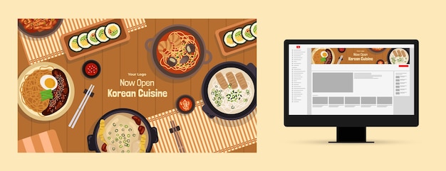 Bezpłatny wektor ręcznie rysowane koreański projekt szablonu restauracji