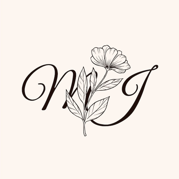 Bezpłatny wektor ręcznie rysowane kwiatowy monogram logo