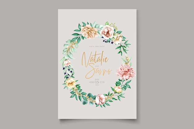 Ręcznie rysowane kwiatowy zestaw kart ślubnych