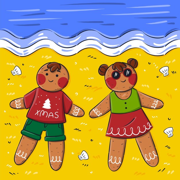 Ręcznie rysowane letnia ilustracja świąteczna