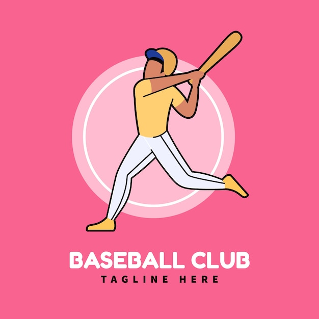 Ręcznie Rysowane Logo Baseball O Płaskiej Konstrukcji