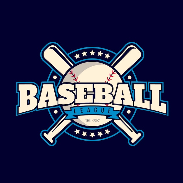 Bezpłatny wektor ręcznie rysowane logo baseball o płaskiej konstrukcji