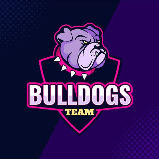 Ręcznie rysowane logo buldoga e-sportowego