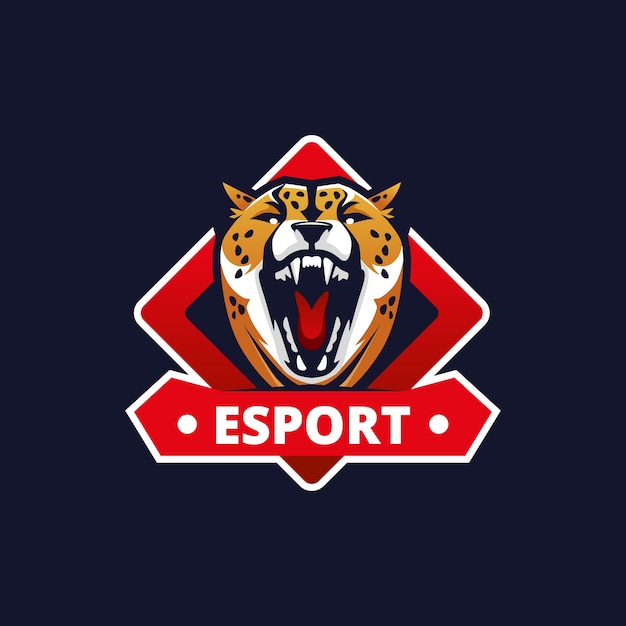 Bezpłatny wektor ręcznie rysowane logo esport geparda