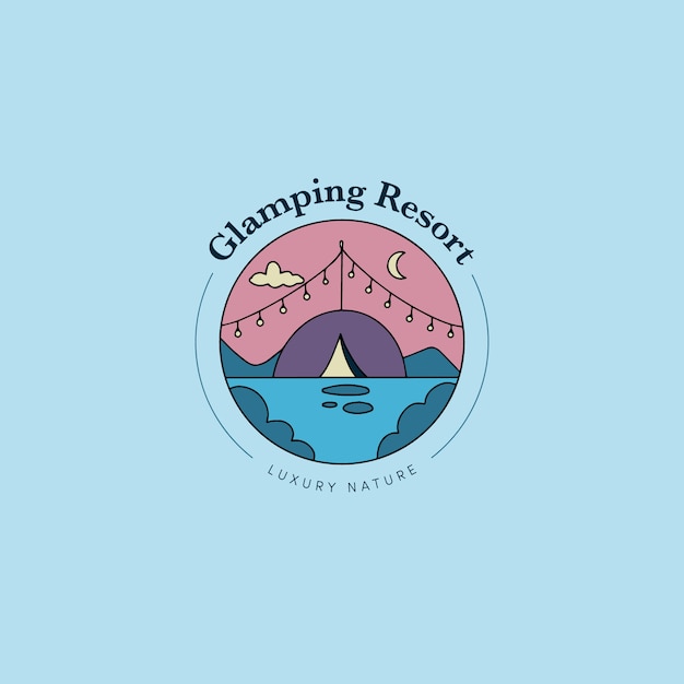 Bezpłatny wektor ręcznie rysowane logo glampingu