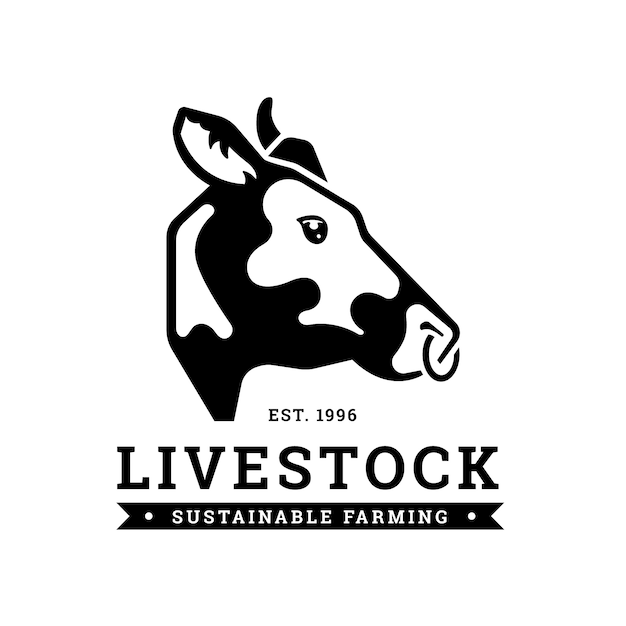 Bezpłatny wektor ręcznie rysowane logo krowy