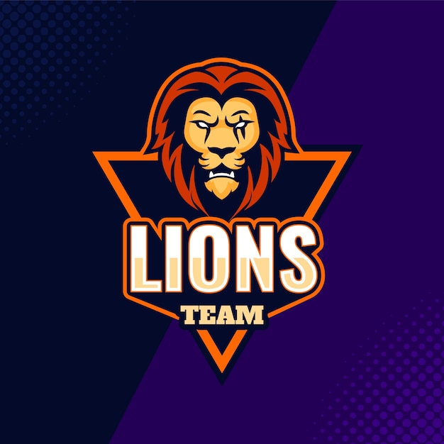 Bezpłatny wektor ręcznie rysowane logo lwa e-sportowego