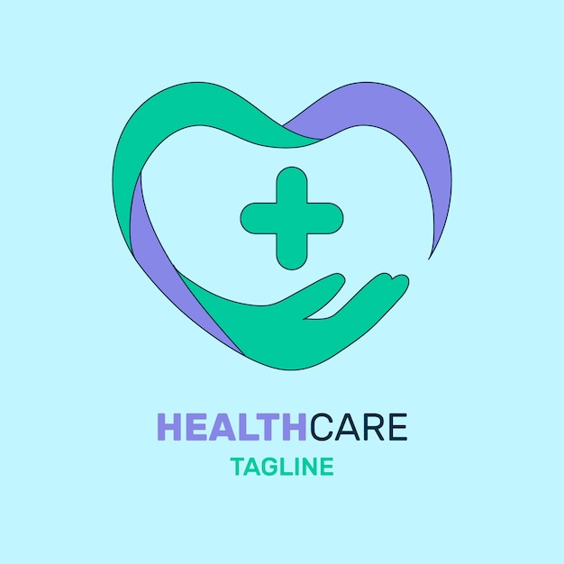 Bezpłatny wektor ręcznie rysowane logo opieki zdrowotnej serca