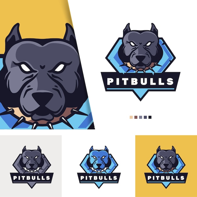 Bezpłatny wektor ręcznie rysowane logo pitbulla