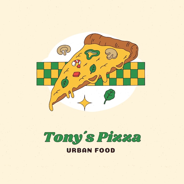 Bezpłatny wektor ręcznie rysowane logo pizzerii vintage