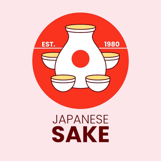 Bezpłatny wektor ręcznie rysowane logo sake