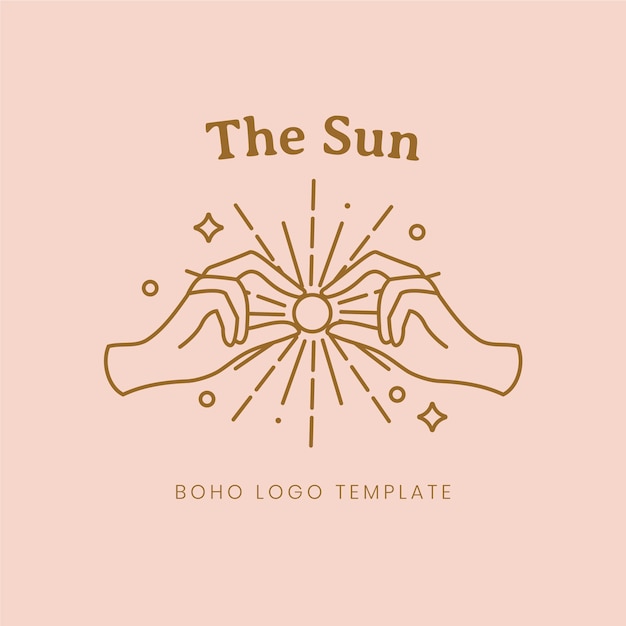 Bezpłatny wektor ręcznie rysowane logo słońca boho