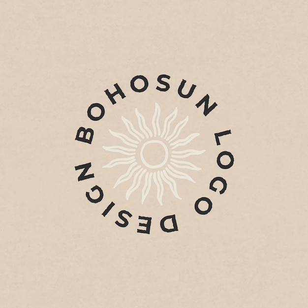 Ręcznie Rysowane Logo Słońca Boho