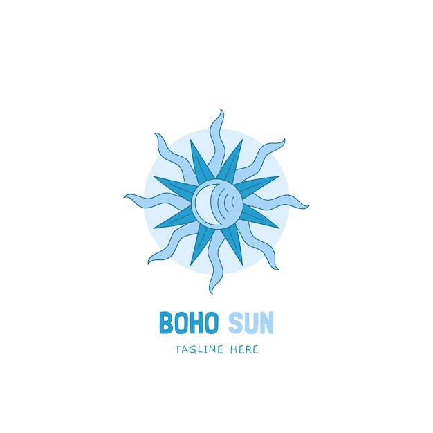 Ręcznie Rysowane Logo Słońce Boho