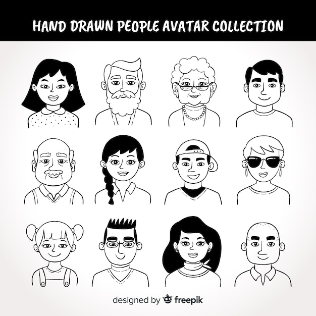 Bezpłatny wektor ręcznie rysowane ludzie avatar paczka