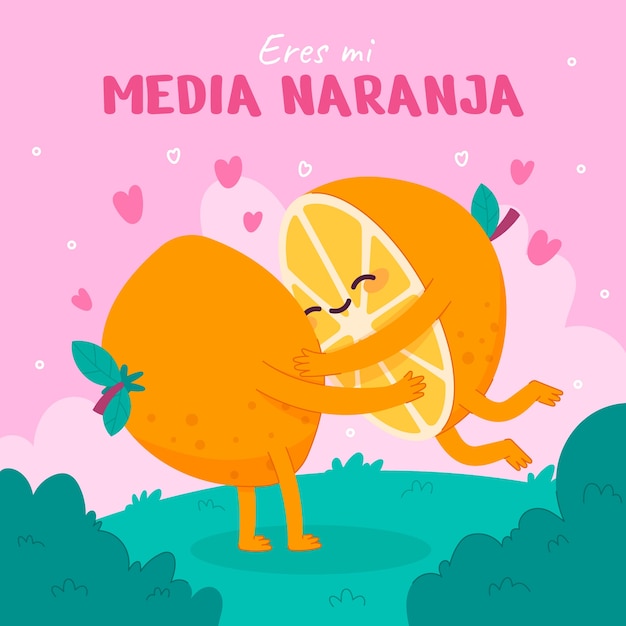 Bezpłatny wektor ręcznie rysowane media naranja illustrationn