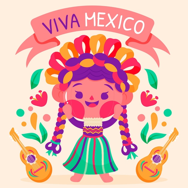 Ręcznie rysowane meksykańska lalka ilustracja