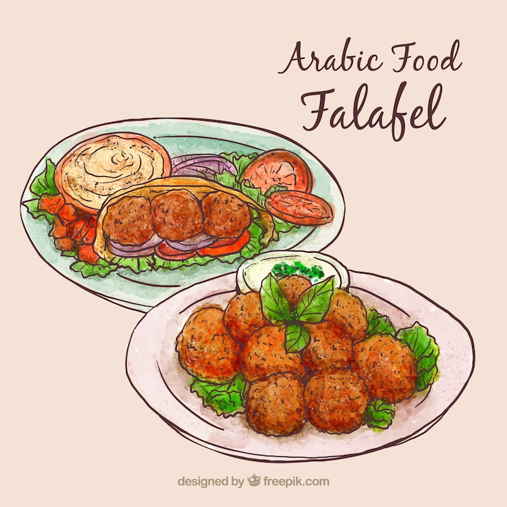 Bezpłatny plik Wektor ręcznie rysowane menu arabski żywności