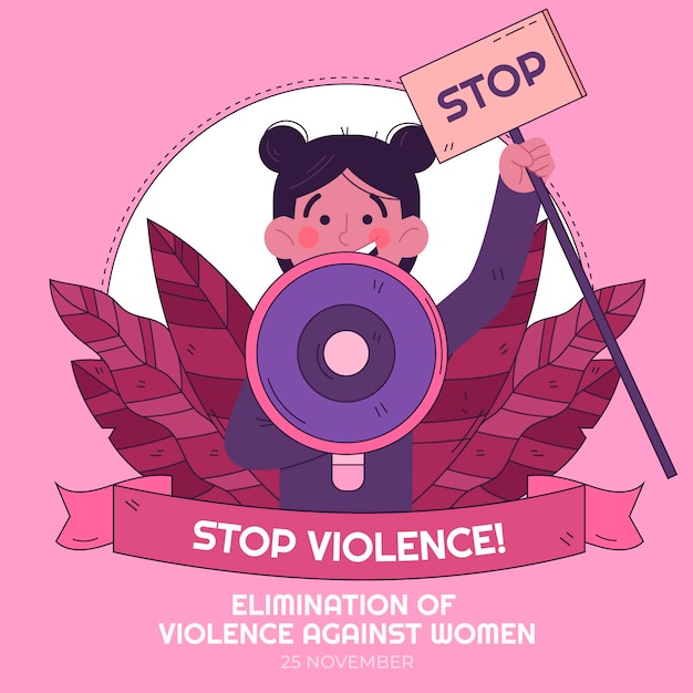 Ręcznie Rysowane Międzynarodowy Dzień Eliminacji Przemocy Wobec Kobiet Ilustracja