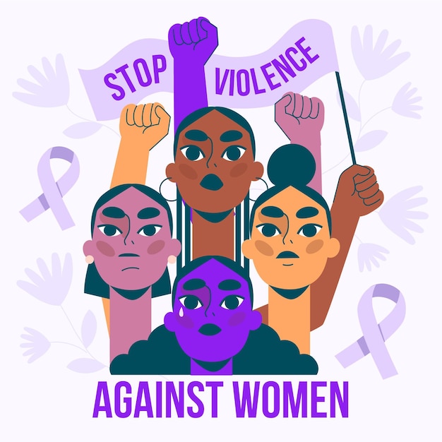 Bezpłatny wektor ręcznie rysowane międzynarodowy dzień eliminacji przemocy wobec kobiet ilustracja