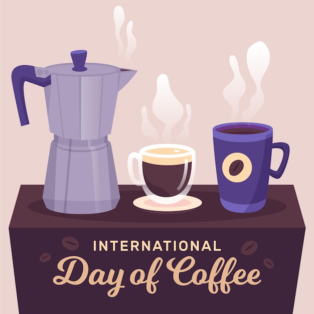 Bezpłatny wektor ręcznie rysowane międzynarodowy dzień kawy