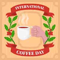 Bezpłatny wektor ręcznie rysowane międzynarodowy dzień kawy