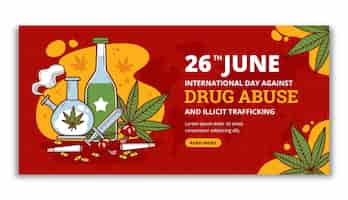 Bezpłatny wektor ręcznie rysowane międzynarodowy dzień przeciwko narkomanii i nielegalnemu handlowi banerem