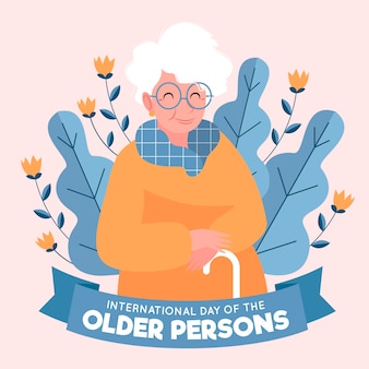 Ręcznie rysowane międzynarodowy dzień tła osób starszych