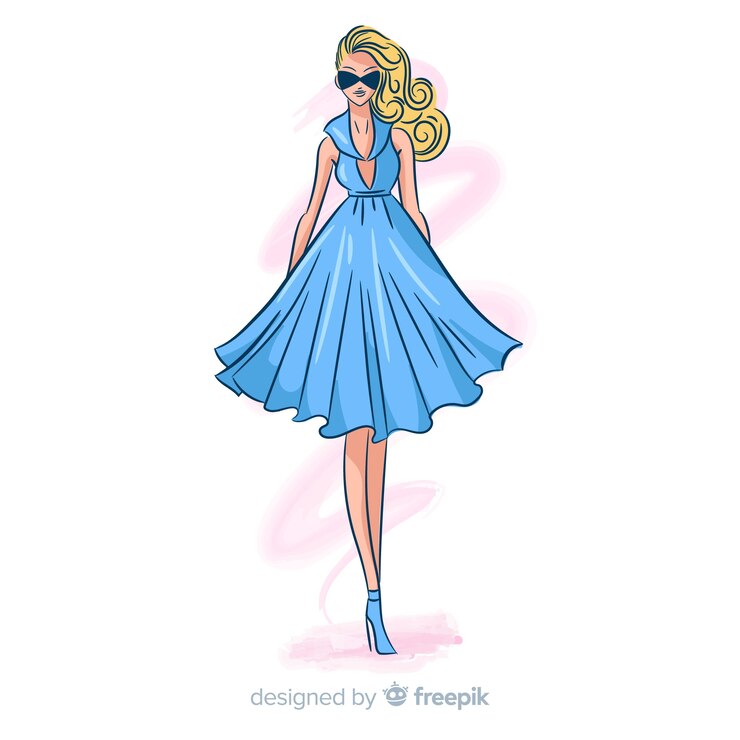 Bezpłatny plik Wektor ręcznie rysowane moda kobieta ilustracja