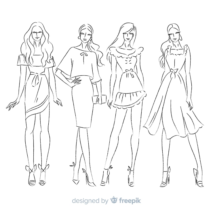 Bezpłatny plik Wektor ręcznie rysowane moda szkic kolekcja
